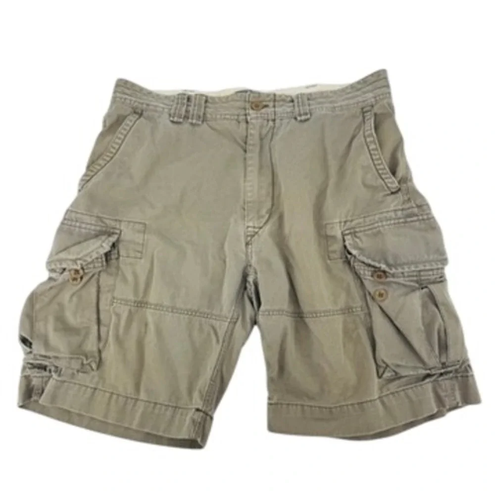 Y2k Polo‎ Ralph Lauren Cargo Shorts Baggy Mens 35 Green Classic Heavy Utility
